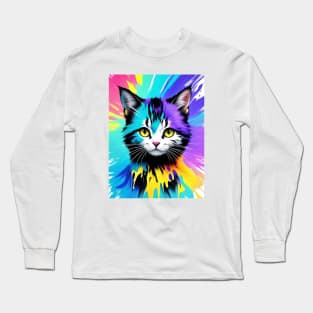 Cute Kitten Splash Painting Long Sleeve T-Shirt